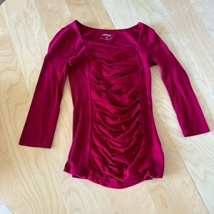 Burgundy Red Ruffle Front Shirt